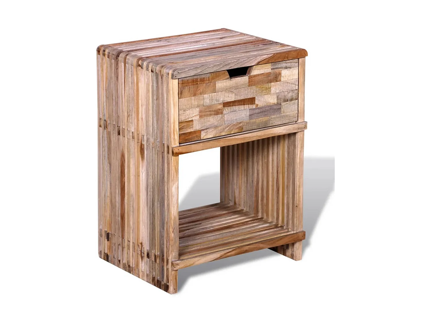 Table de chevet avec tiroir Bois de teck recyclé