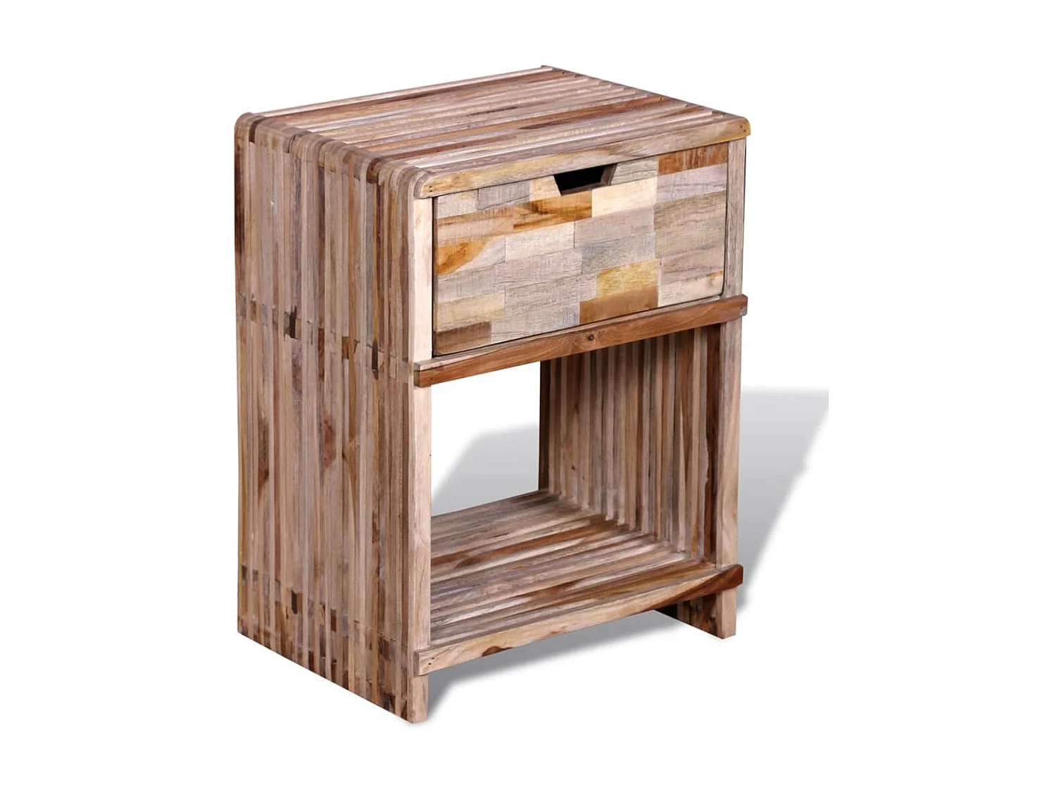 Table de chevet avec tiroir Bois de teck recyclé