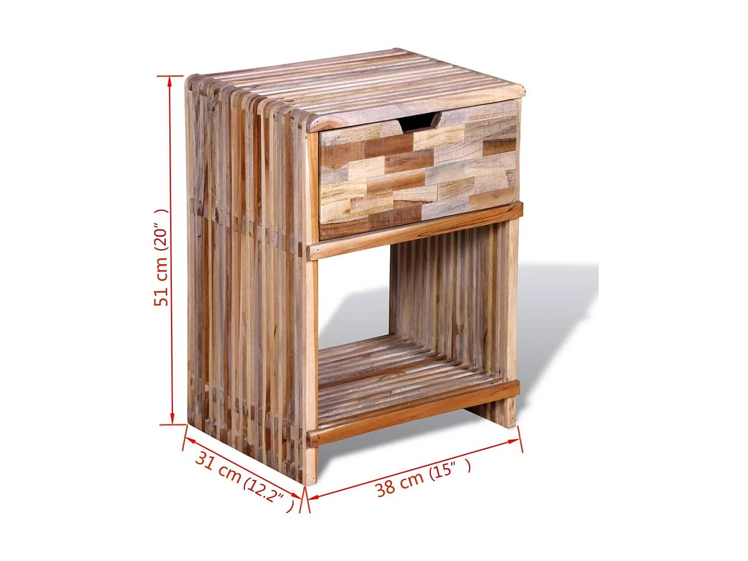 Table de chevet avec tiroir Bois de teck recyclé