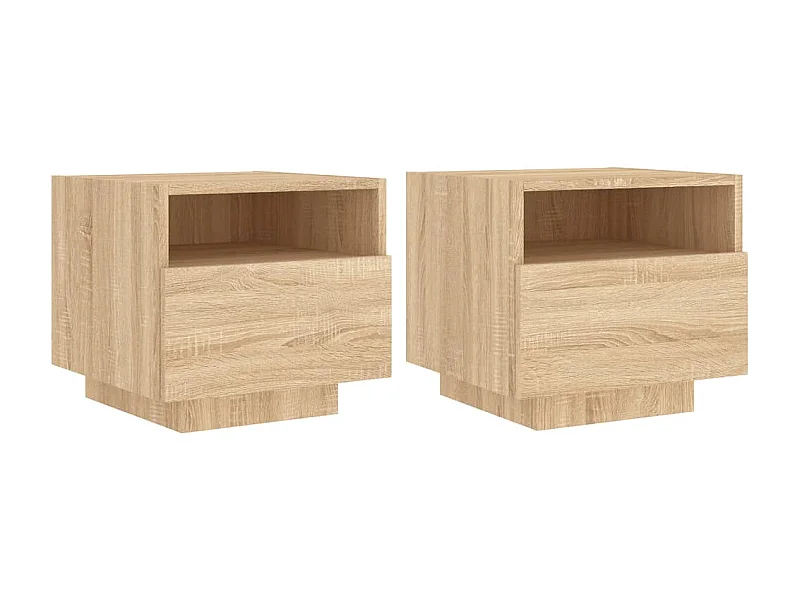 Comodini con luci a LED 2 pezzi rovere Sonoma