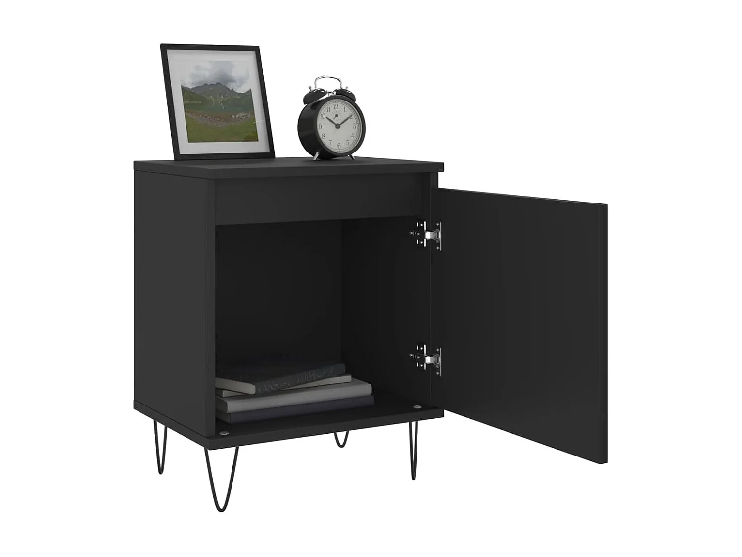 Zwart nachtkastje 40x30x50 cm samengesteld hout
