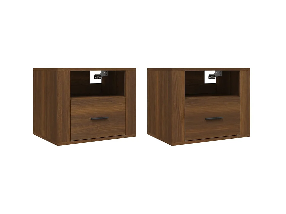 Wand-Nachttische 2 Stk. Braune Eiche 50x36x40 cm