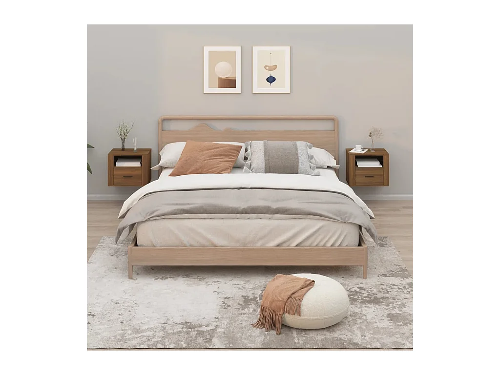 Wand-Nachttische 2 Stk. Braune Eiche 50x36x40 cm