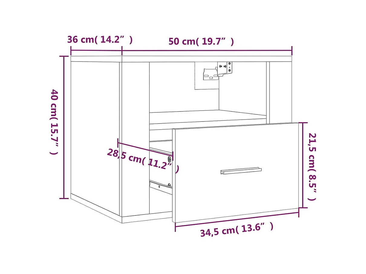 Wand-Nachttische 2 Stk. Braune Eiche 50x36x40 cm
