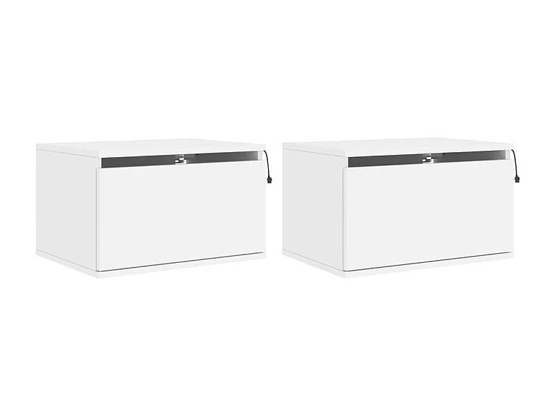 Comodini sospesi con luci LED 2 pz bianco