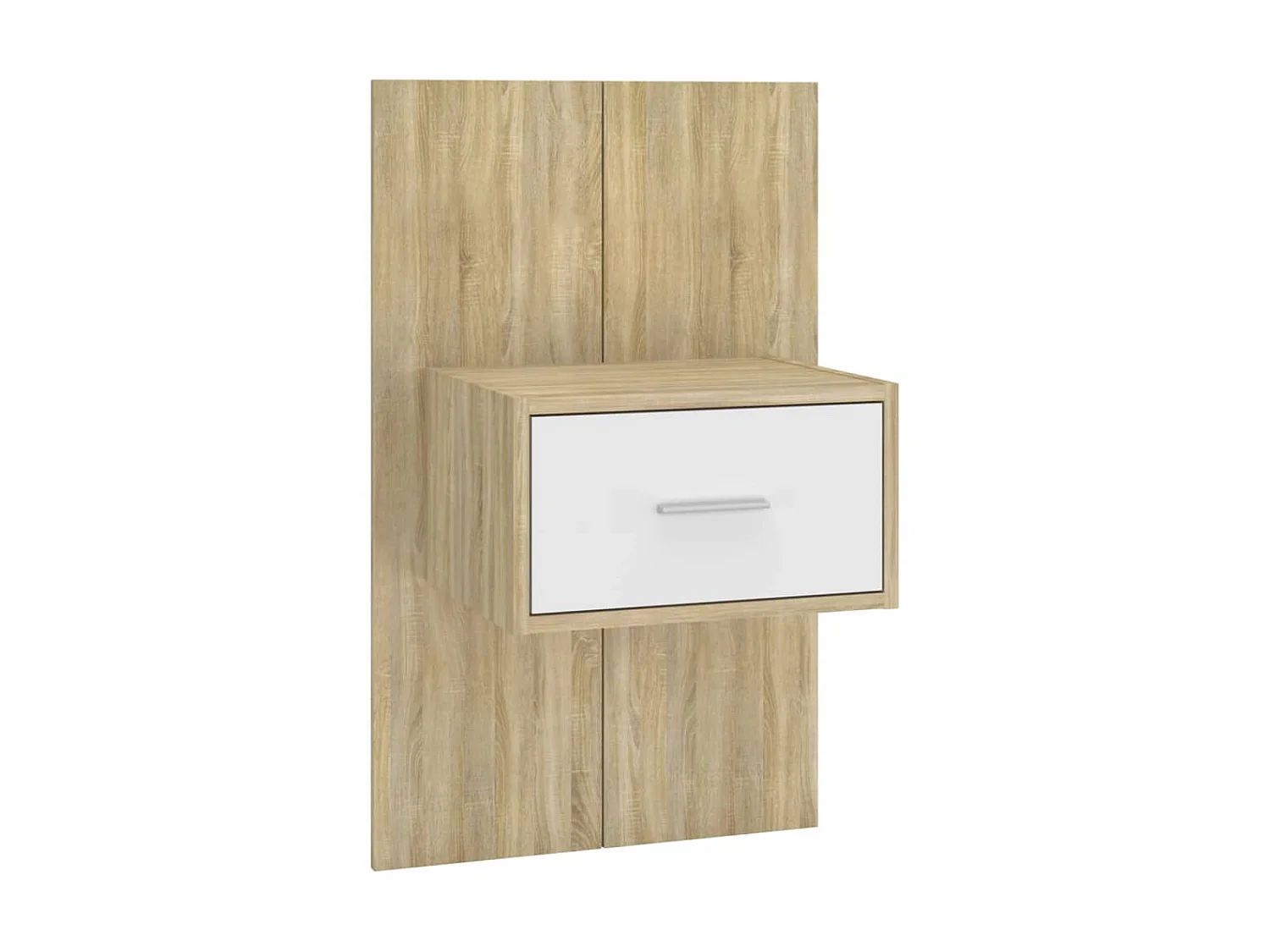 Aan de muur gemonteerd nachtkastje Wit en Sonoma eiken