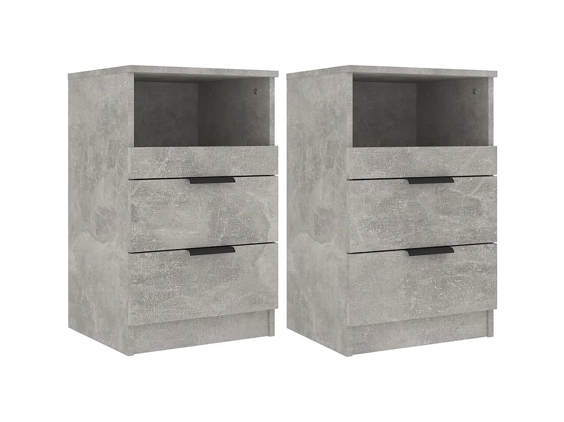 Tables de chevet 2 pcs Gris béton Bois d'ingénierie