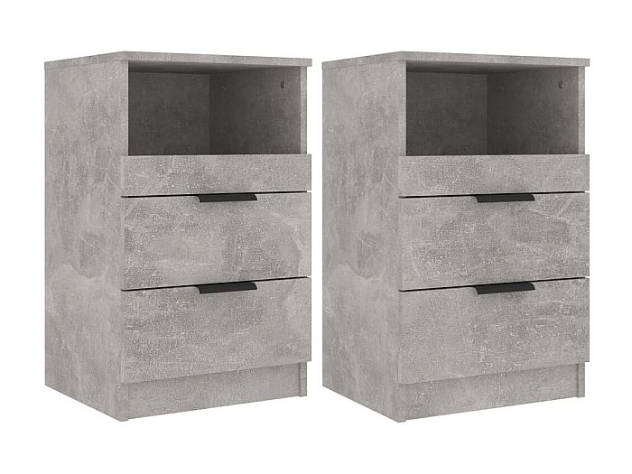 Set 2 Comodini Solivagant In Grigio Cemento – 40x36x65 Cm, Legno Multistrato, 3 Cassetti Cadauno, Stabile E Resistente