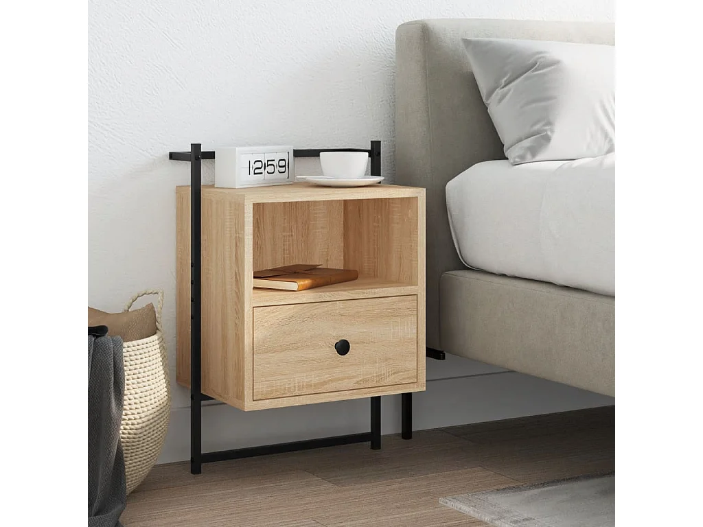 Table de chevet murale chêne sonoma 40x30x61 cm