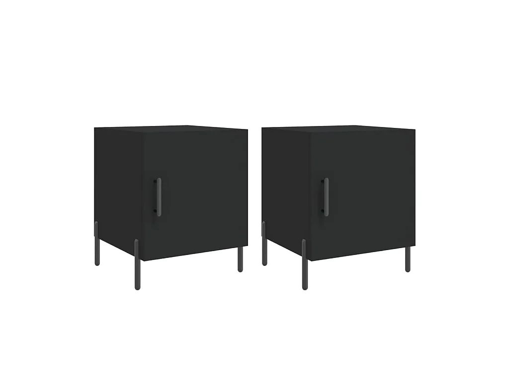 Comodini 2 pezzi neri 40x40x50 cm in derivati del legno