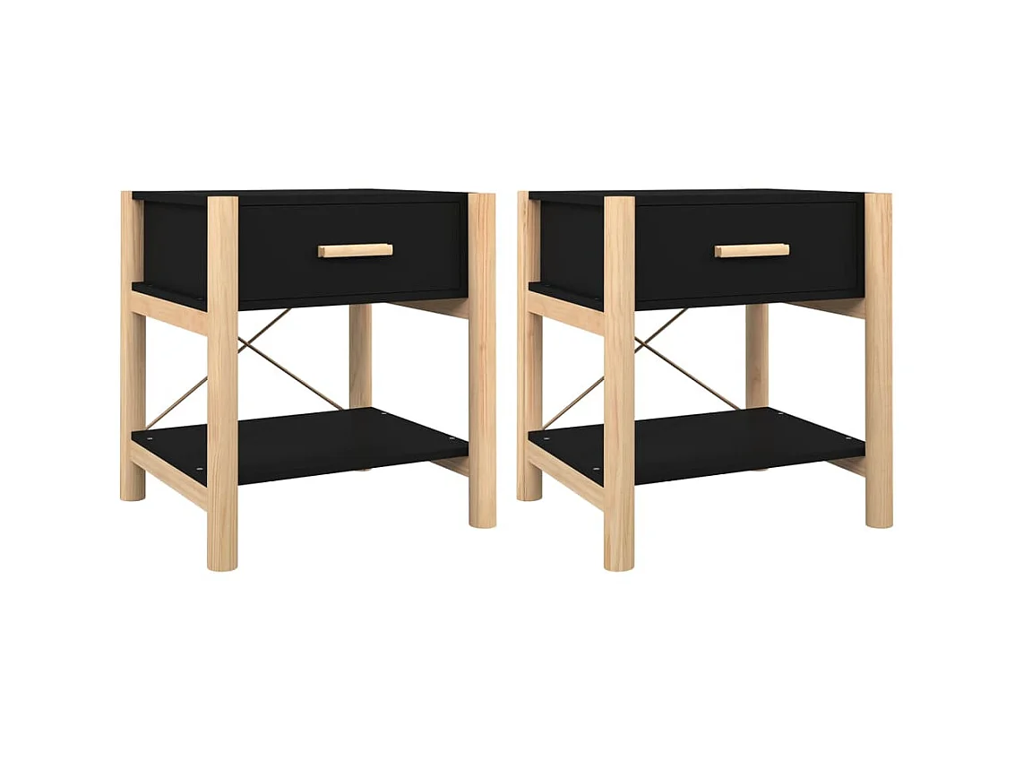 Tables de chevet 2 pcs Noir 42x38x45 cm Bois d’ingénierie