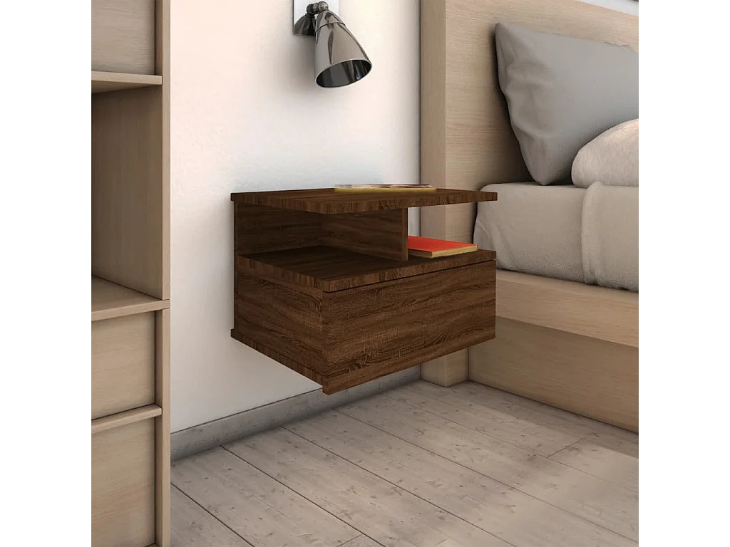 Tables de chevet flottantes 2 pcs Chêne marron 40x31x27 cm