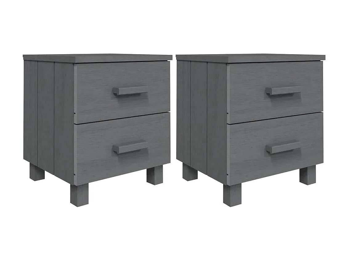 HAMAR Nachtkastjes 2st Donkergrijs 40x35x44,5cm Massief hout