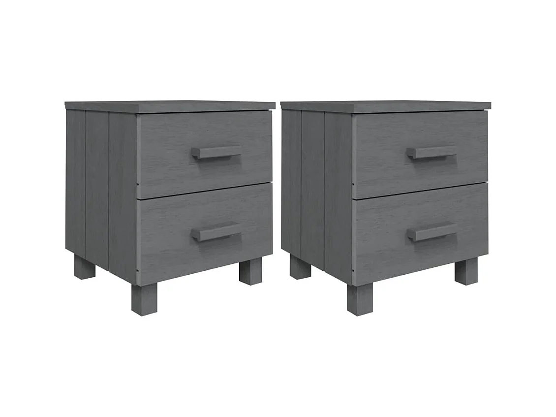 Tables de chevet HAMAR 2pcs Gris foncé 40x35x44,5cm Bois massif