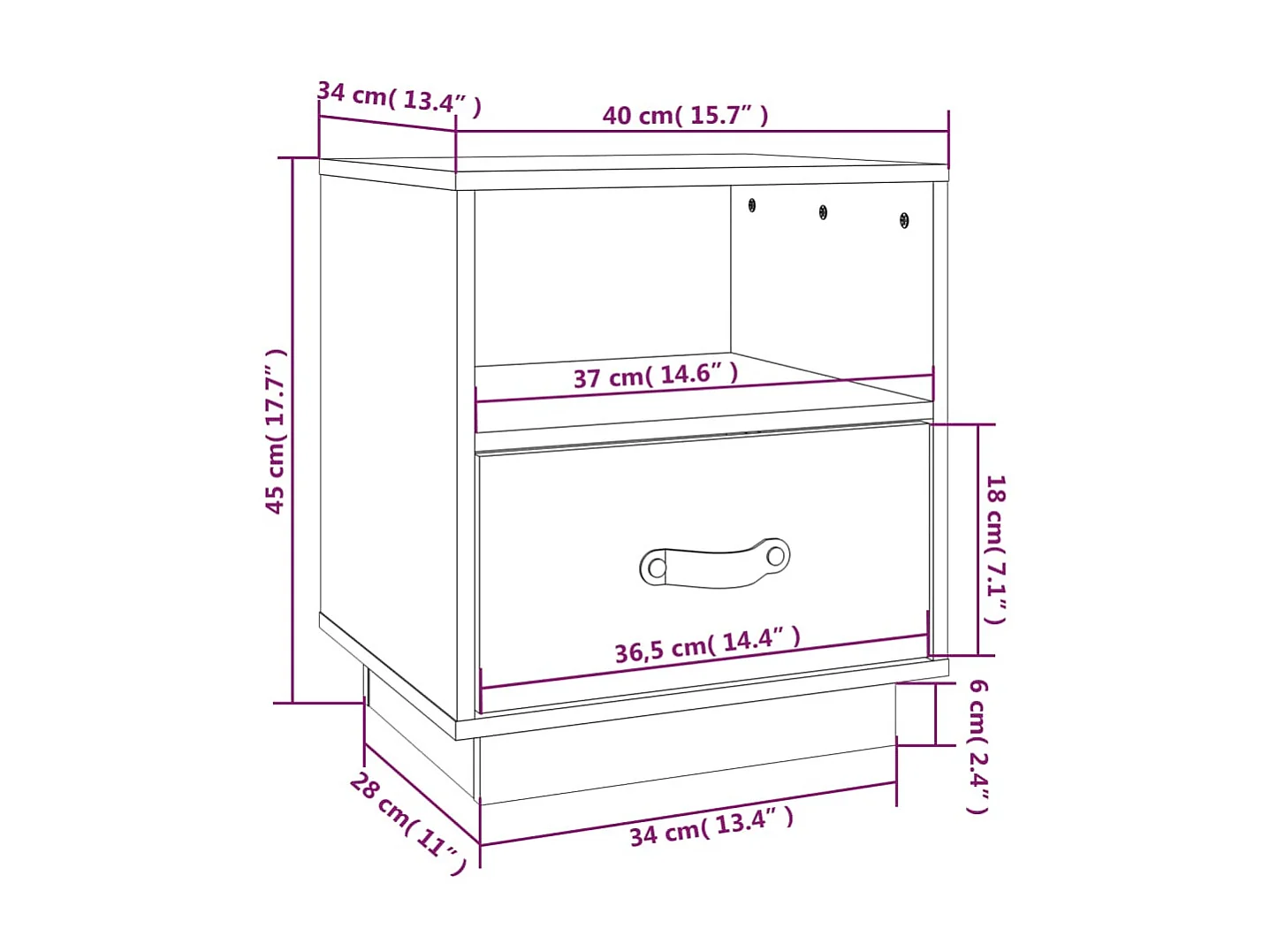 Tables de chevet 2 pcs Blanc 40x34x45 cm Bois de pin massif
