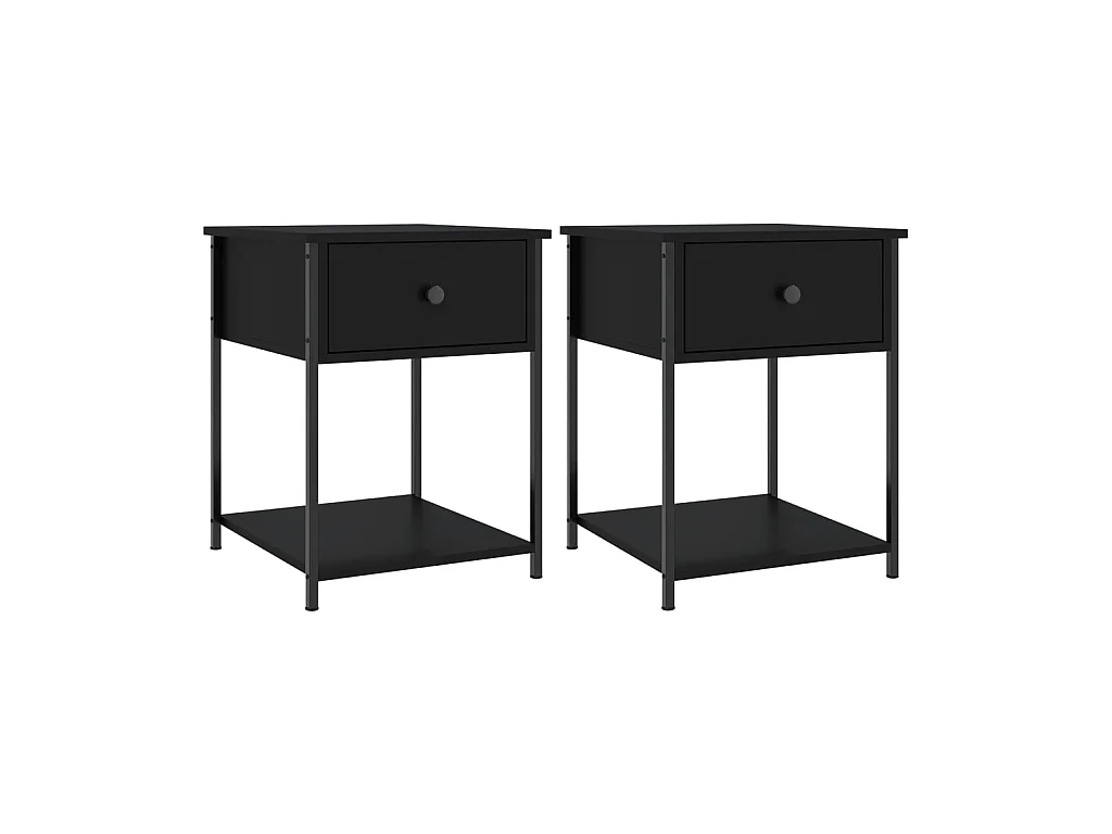 Tables de chevet 2 pcs noir 44x45x58 cm bois d’ingénierie