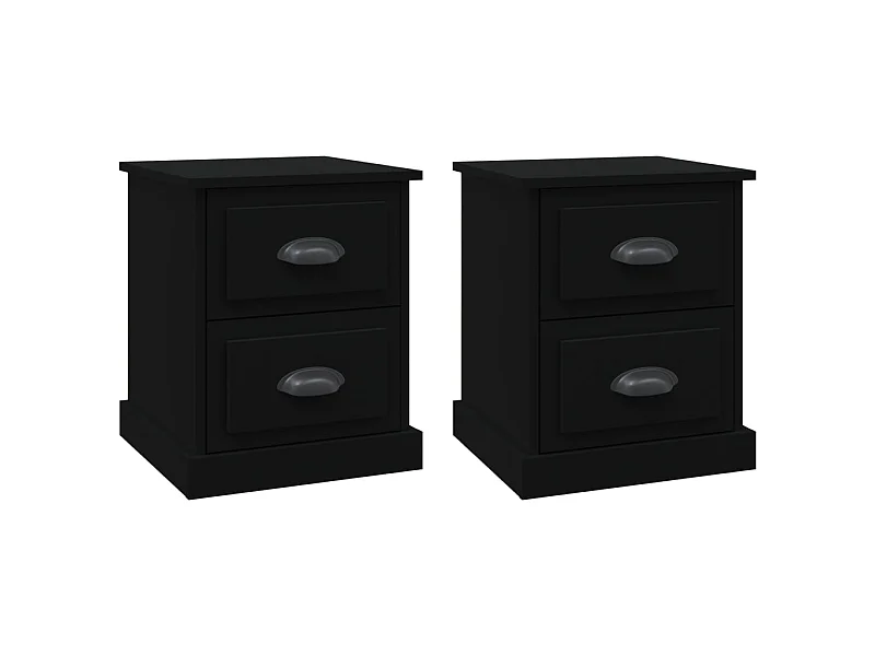 Tables de chevet 2 pcs noir 39x39x47,5 cm bois d'ingénierie
