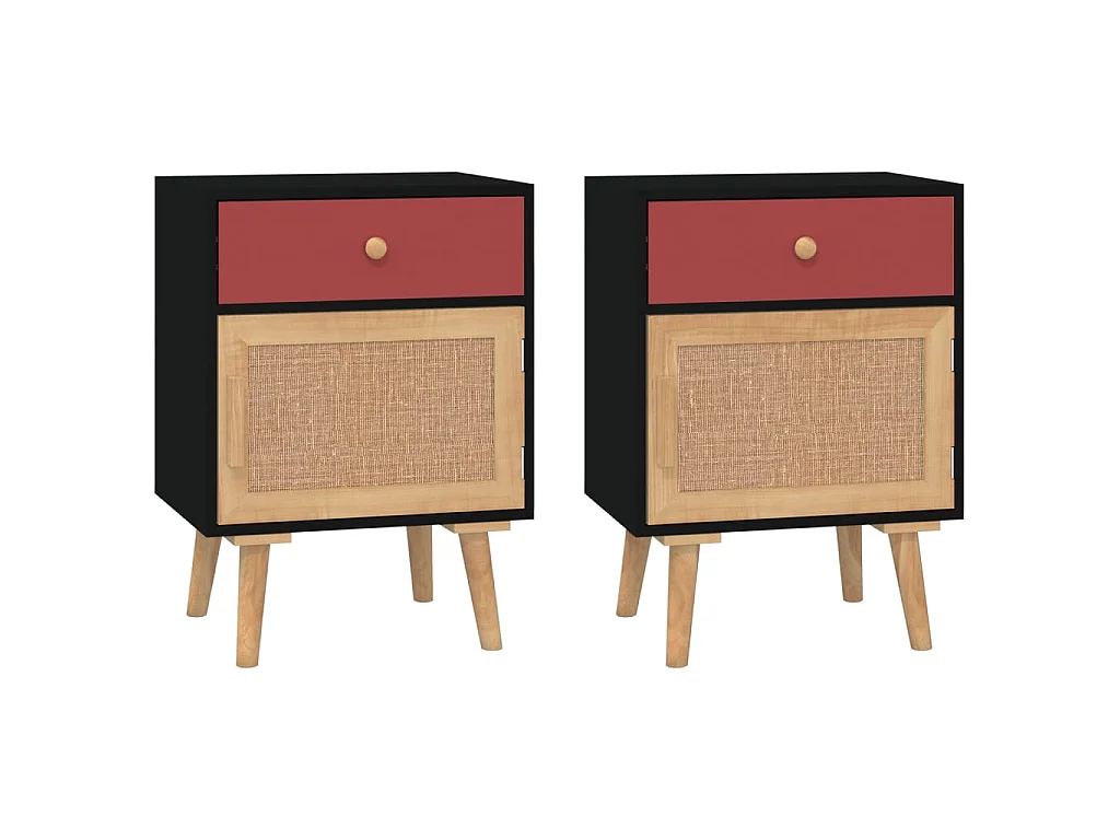 Tables de chevet 2 pcs noir 40x30x55 cm bois d'ingénierie