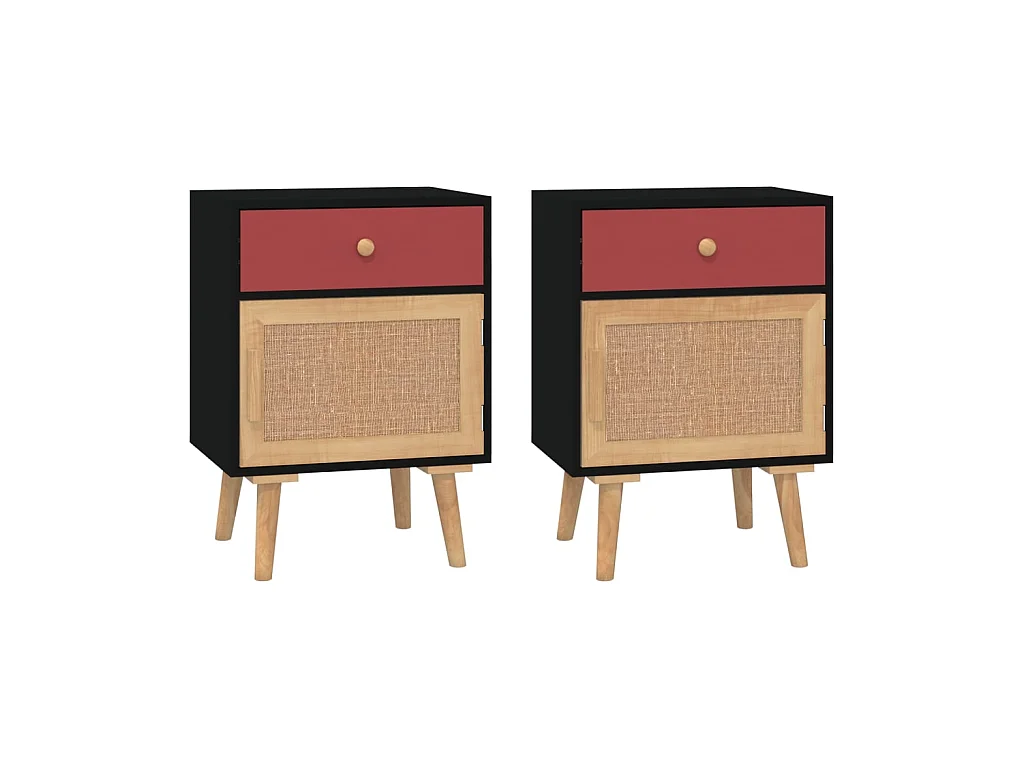 Tables de chevet 2 pcs noir 40x30x55 cm bois d'ingénierie