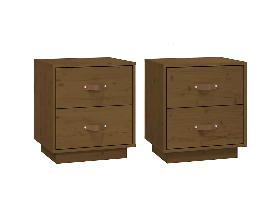 Comodini 2 pezzi Marrone miele 40x34x45 cm Legno di pino massiccio