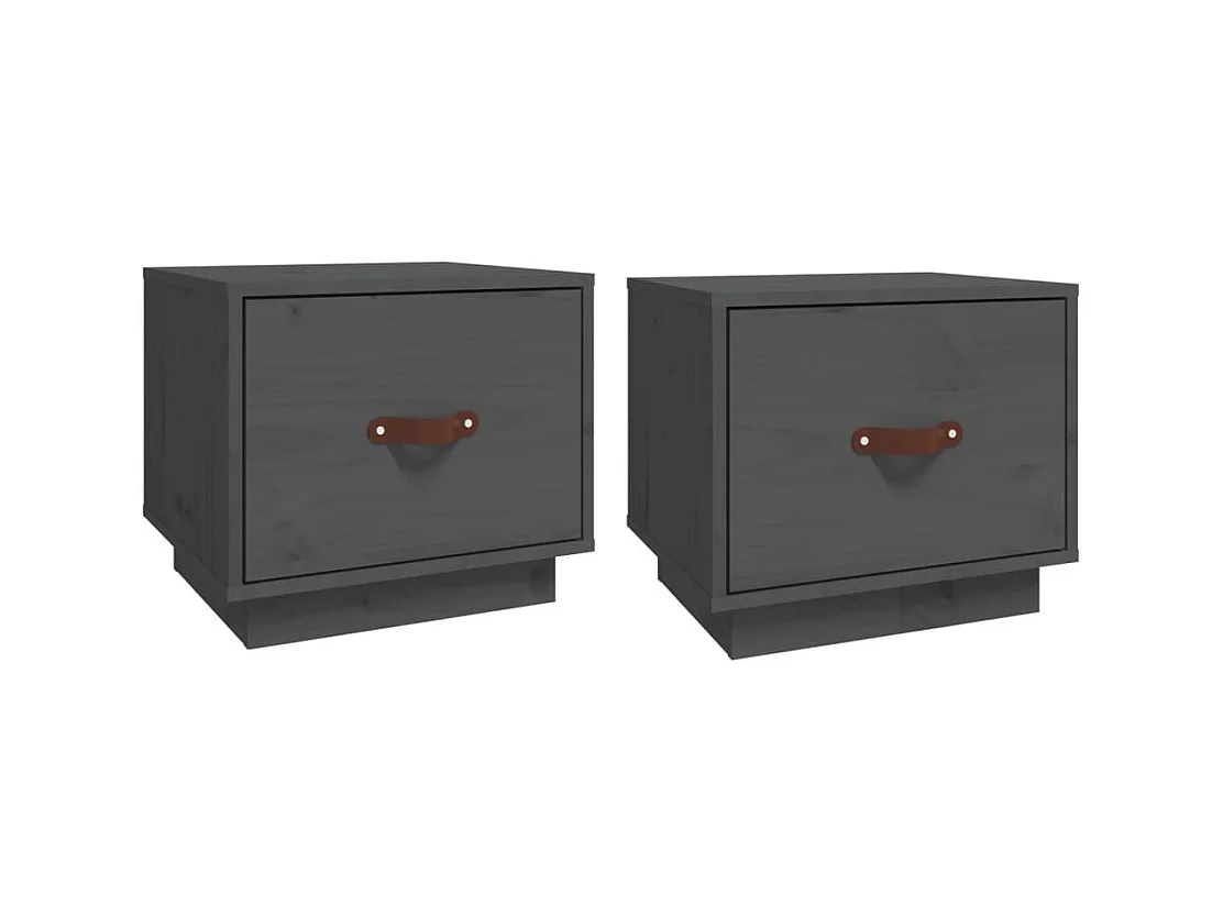 Tables de chevet 2 pcs Gris 40x34x35 cm Bois de pin massif