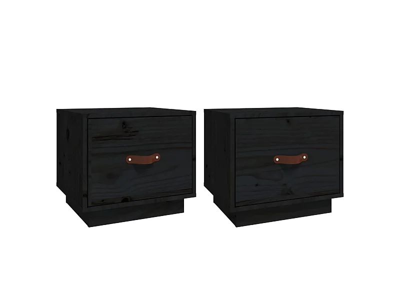 Tables de chevet 2 pcs Noir 40x34x35 cm Bois de pin massif