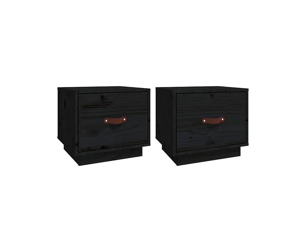 Tables de chevet 2 pcs Noir 40x34x35 cm Bois de pin massif
