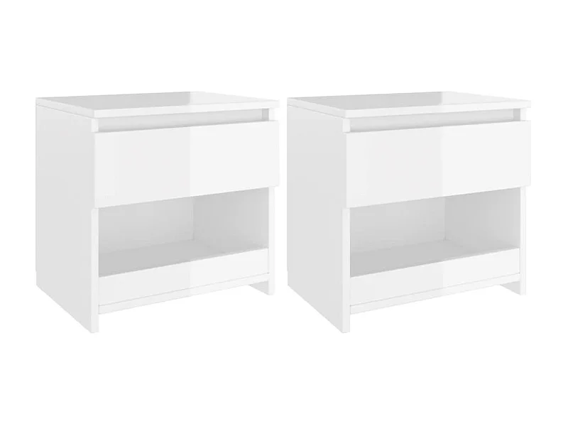 Comodini 2 pz Bianco lucido 40x30x39 cm Truciolare
