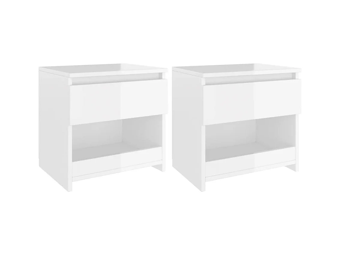 Tables de chevet 2 pcs Blanc brillant 40x30x39 cm Aggloméré