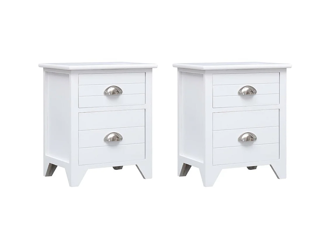 Table de chevet 2 pcs avec 2 tiroirs Blanc
