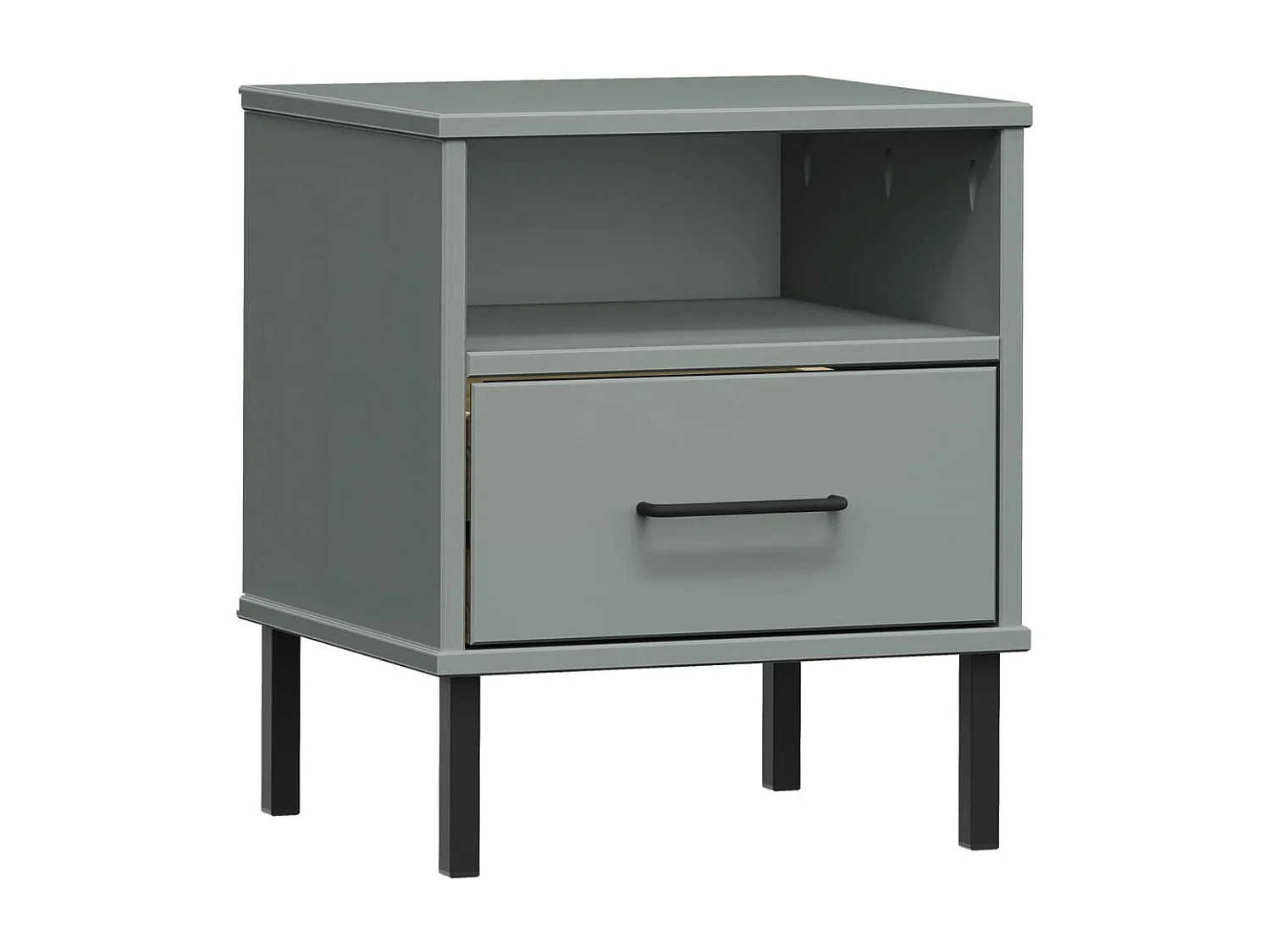 Table de chevet avec pieds en métal Gris Bois pin massif OSLO