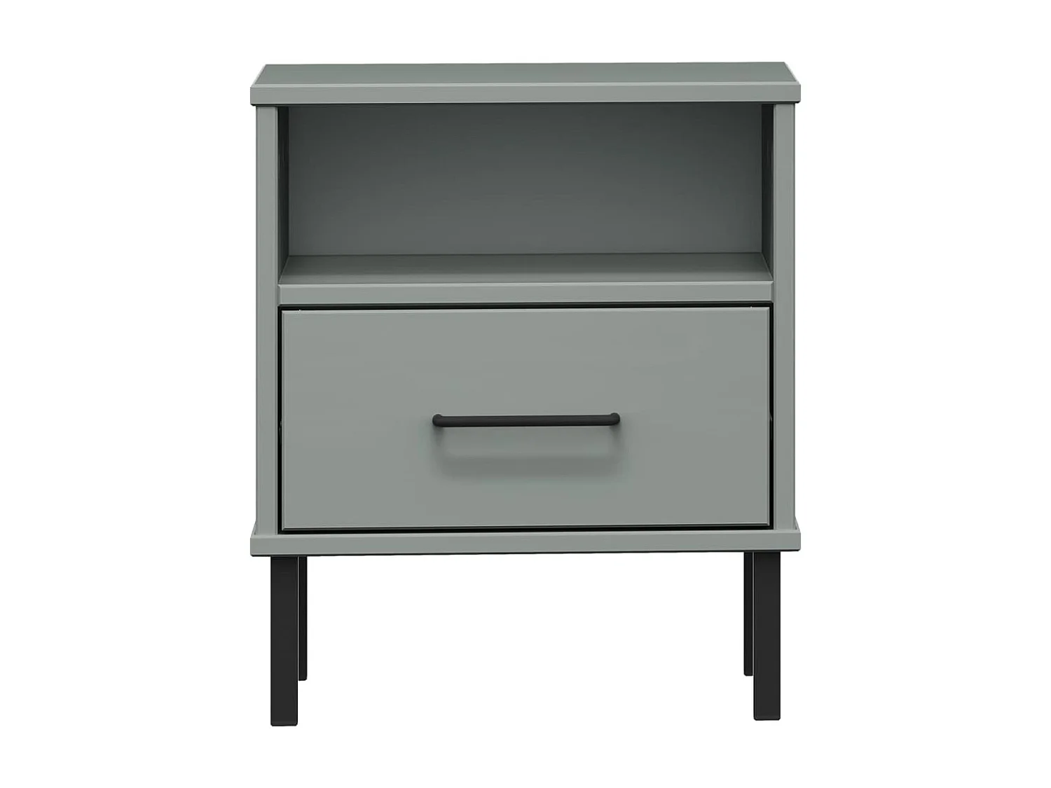 Table de chevet avec pieds en métal Gris Bois pin massif OSLO