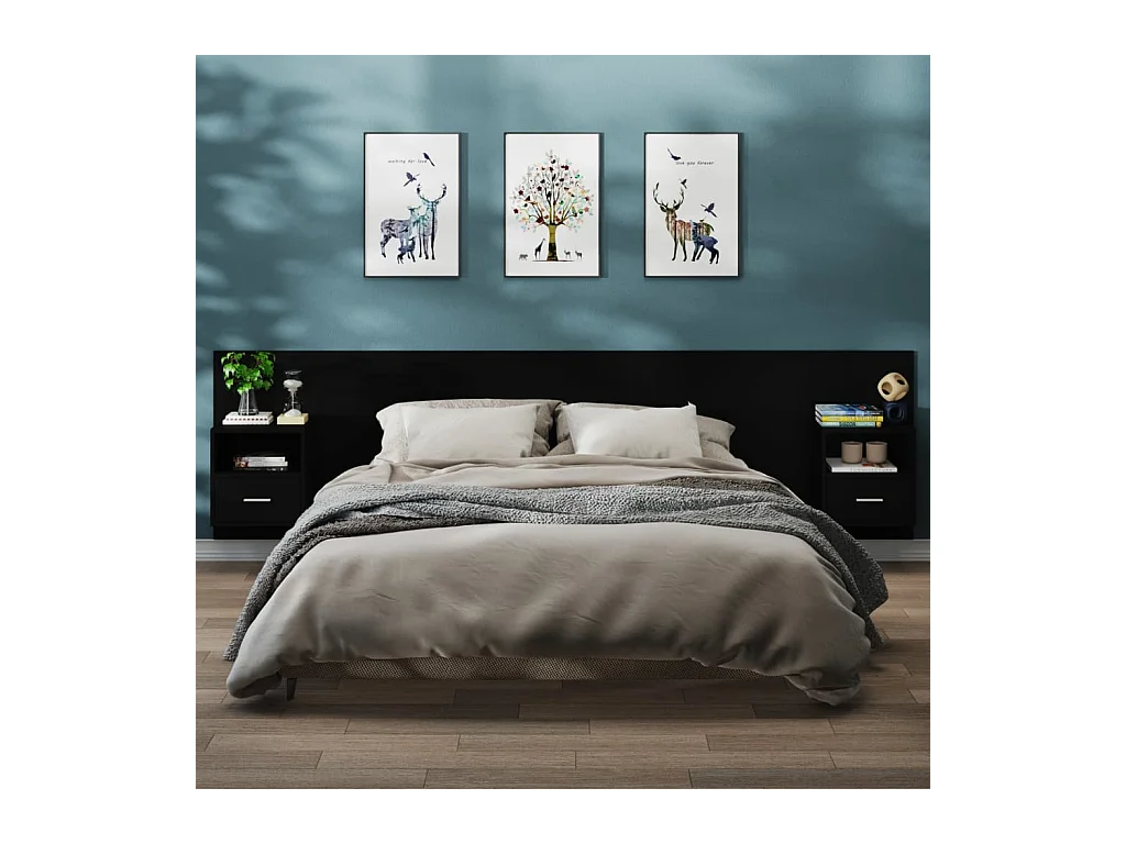 Tables de chevet murales 2 pcs Noir