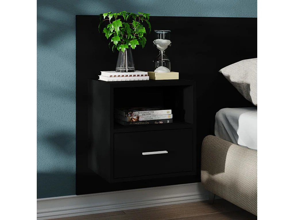 Tables de chevet murales 2 pcs Noir