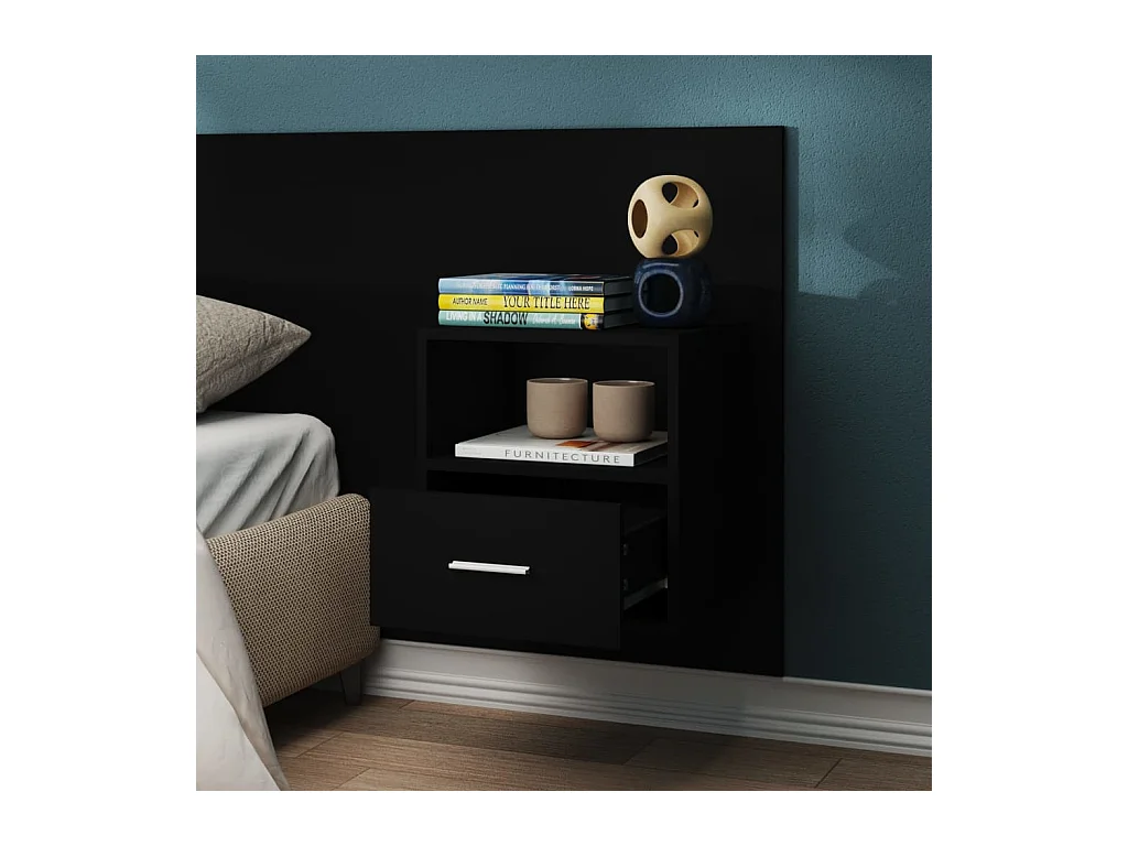 Tables de chevet murales 2 pcs Noir