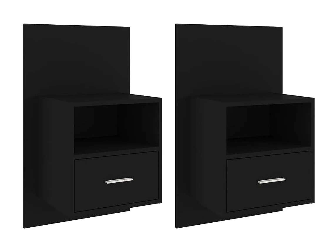Mesas de cabeceira de parede 2 unidades pretas