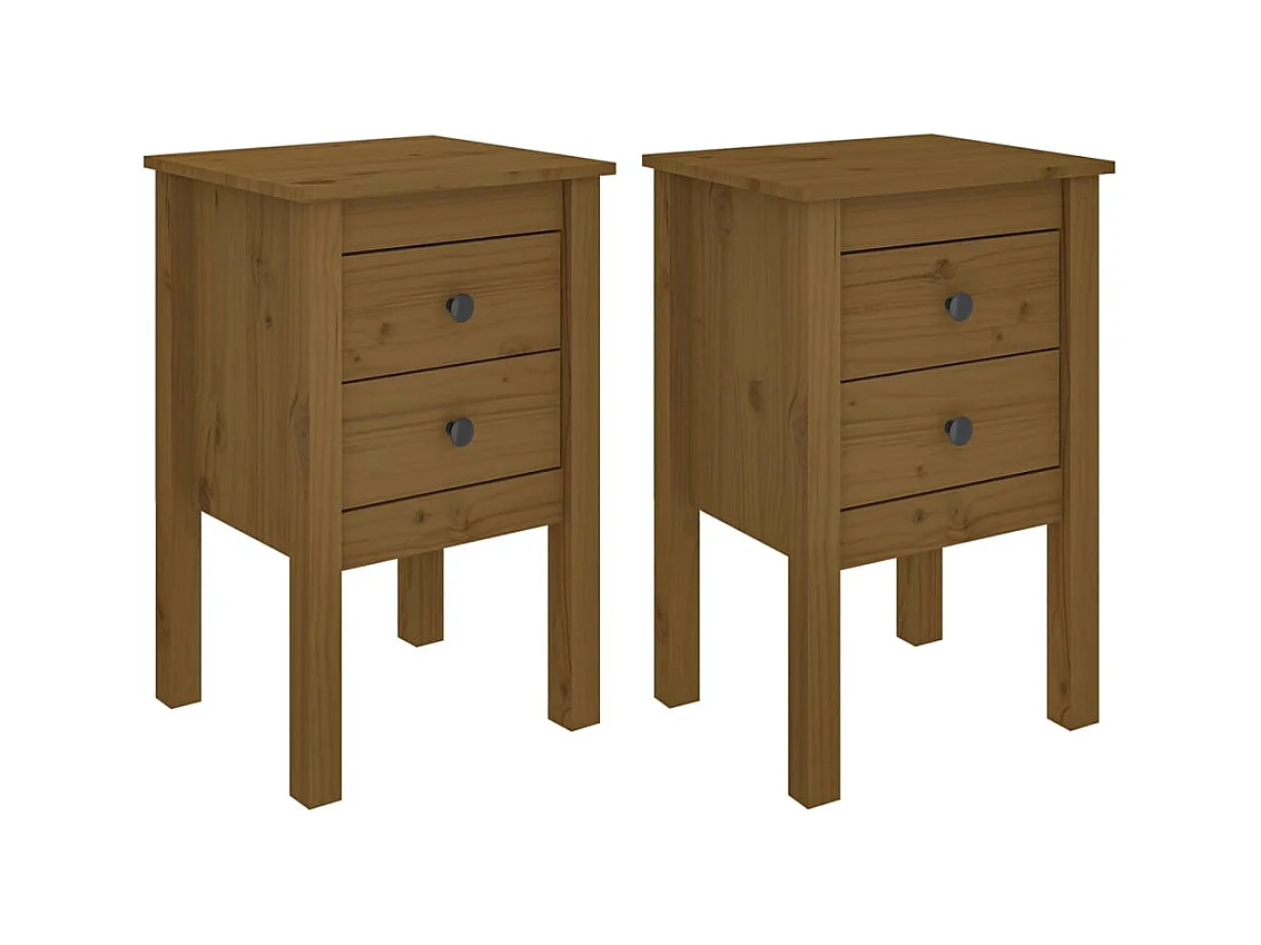Tables de chevet 2 pcs Marron miel 40x35x61,5 cm Pin solide