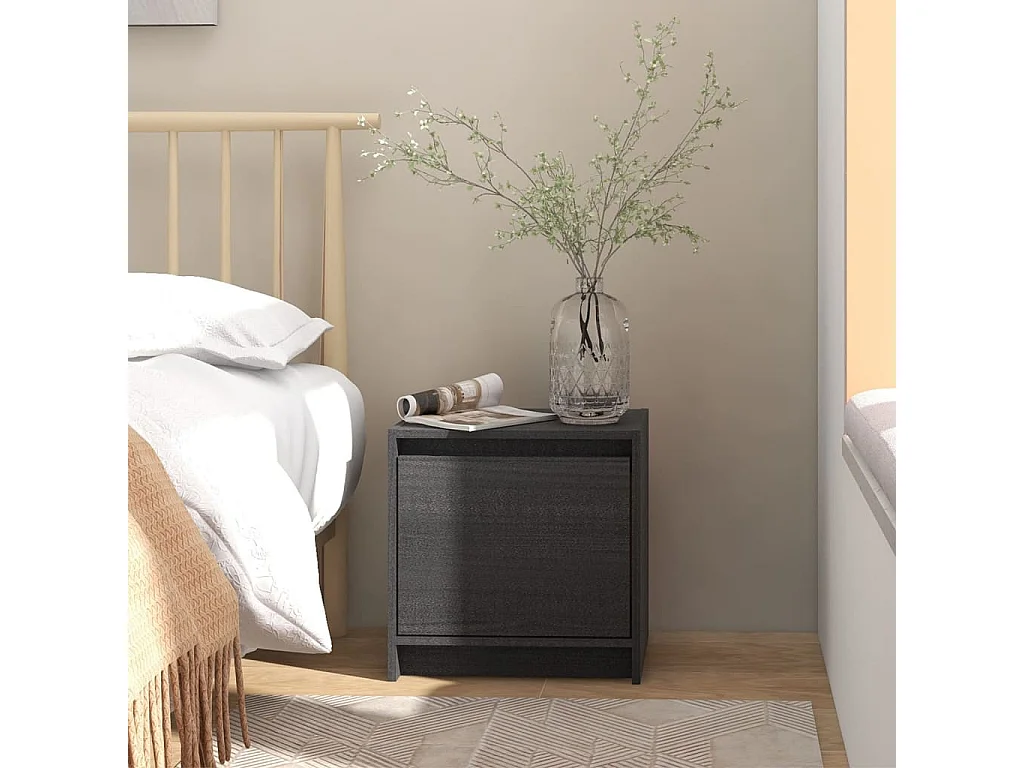 Table de chevet Gris 40x30,5x40 cm Bois de pin massif