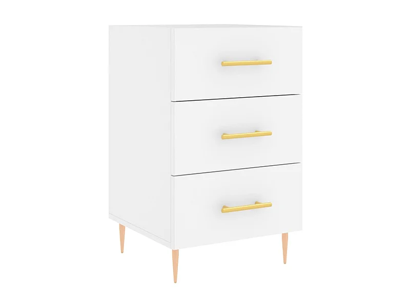 Comodino bianco 40x40x66 cm in derivati del legno