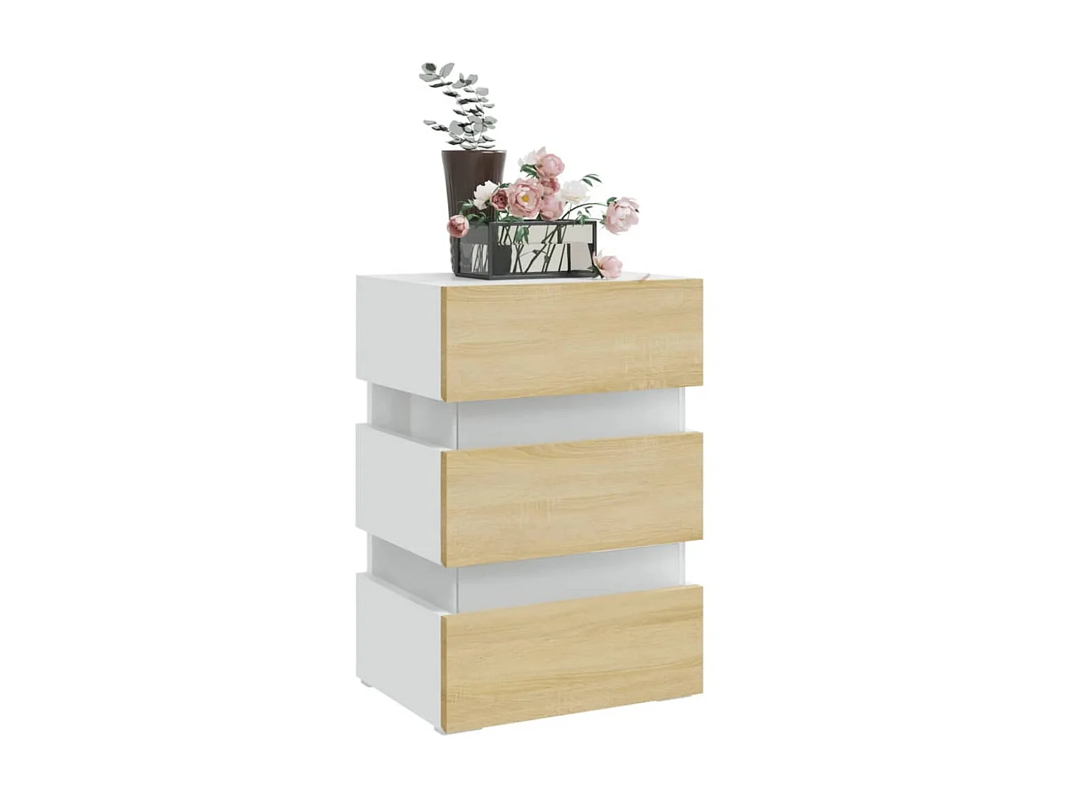 Table de chevet à LED Blanc et chêne sonoma 45x35x67 cm