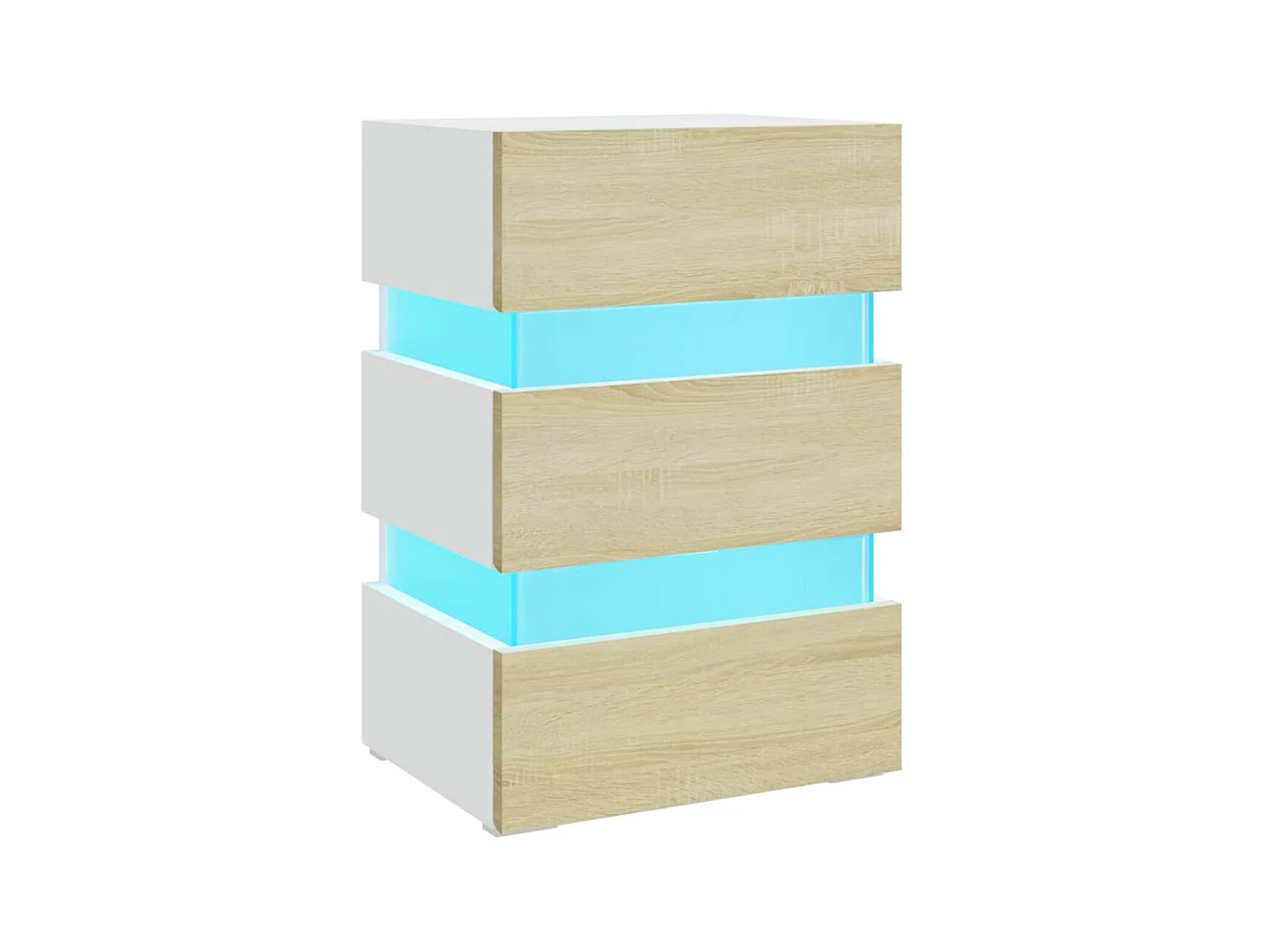 Table de chevet à LED Blanc et chêne sonoma 45x35x67 cm