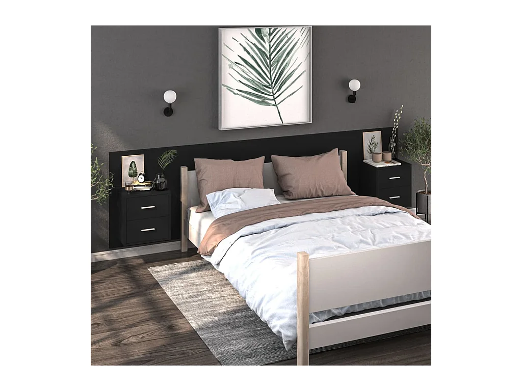 Mesa de cabeceira de parede preta