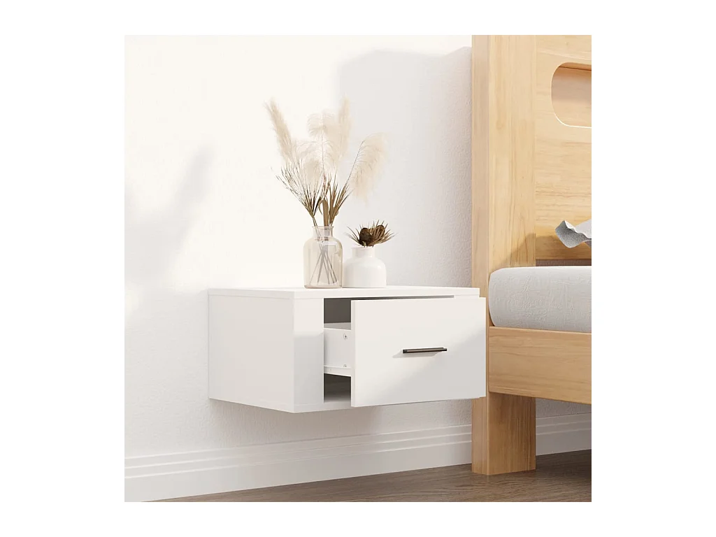 Table de chevet murale Blanc 50x36x25 cm