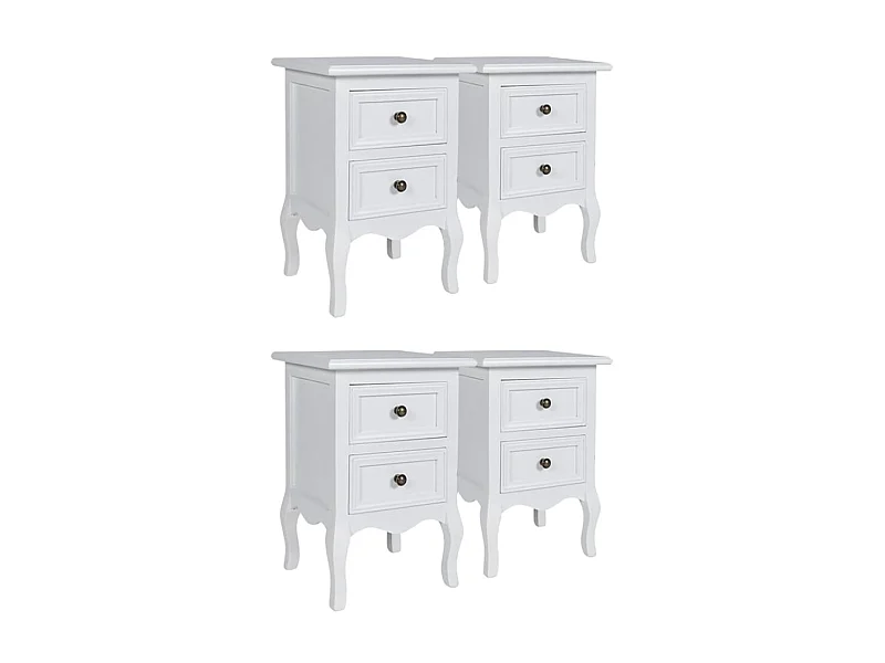 Comodini 4 pezzi con 2 cassetti MDF bianco