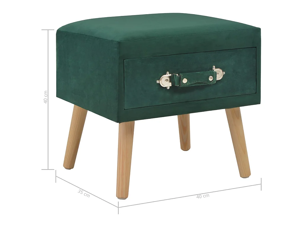 Table de chevet Vert 40x35x40 cm Velours