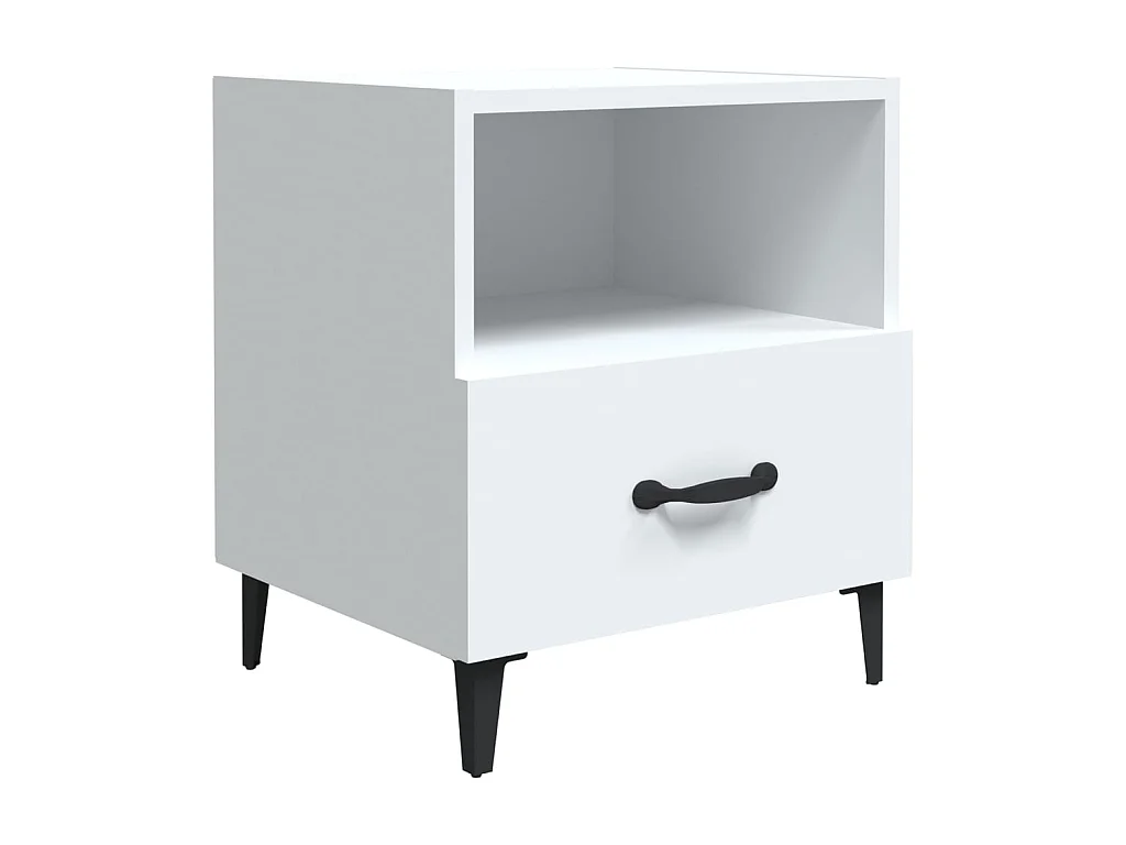 Nachttisch aus weißem Holzwerkstoff