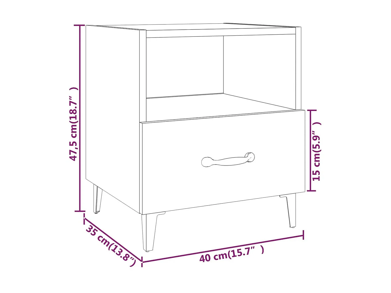 Mesita de noche Blanco Madera contrachapada