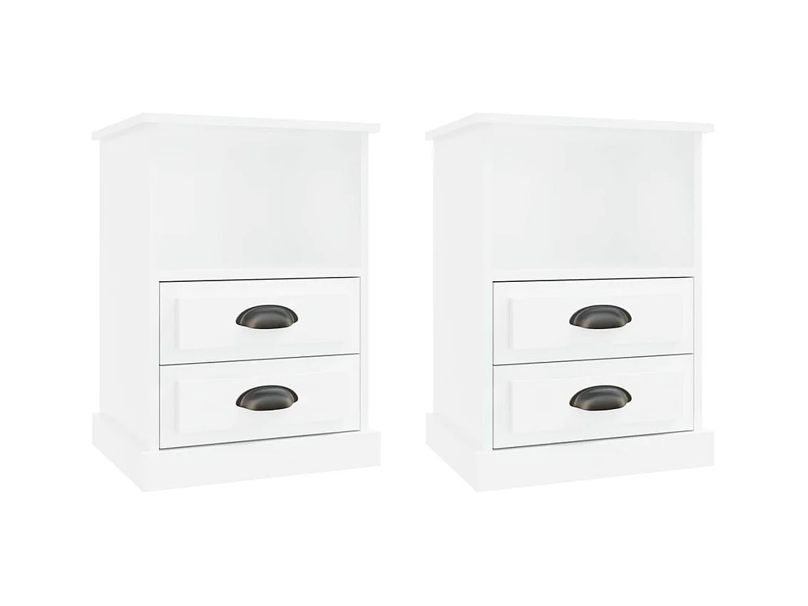 Tables de chevet 2 pcs blanc brillant 43x36x60 cm