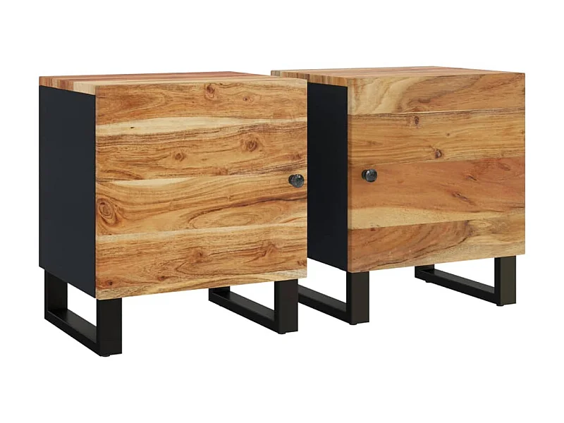 Mesitas de noche 2 piezas 40x33x46 cm Madera maciza de acacia
