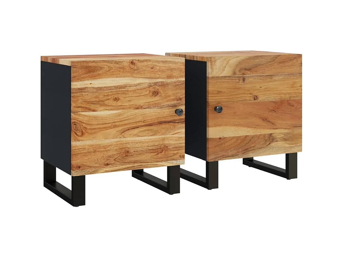 Tables de chevet 2 pcs 40x33x46 cm Bois d'acacia massif